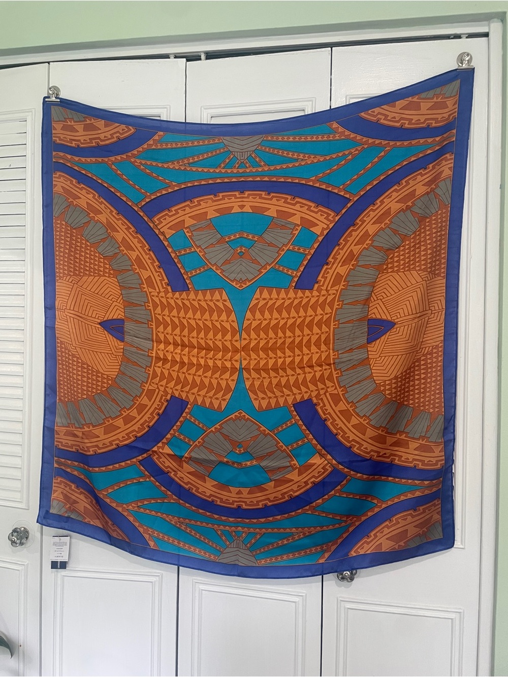 Lands' End Orange, Teal & Blue Geometric Wrap